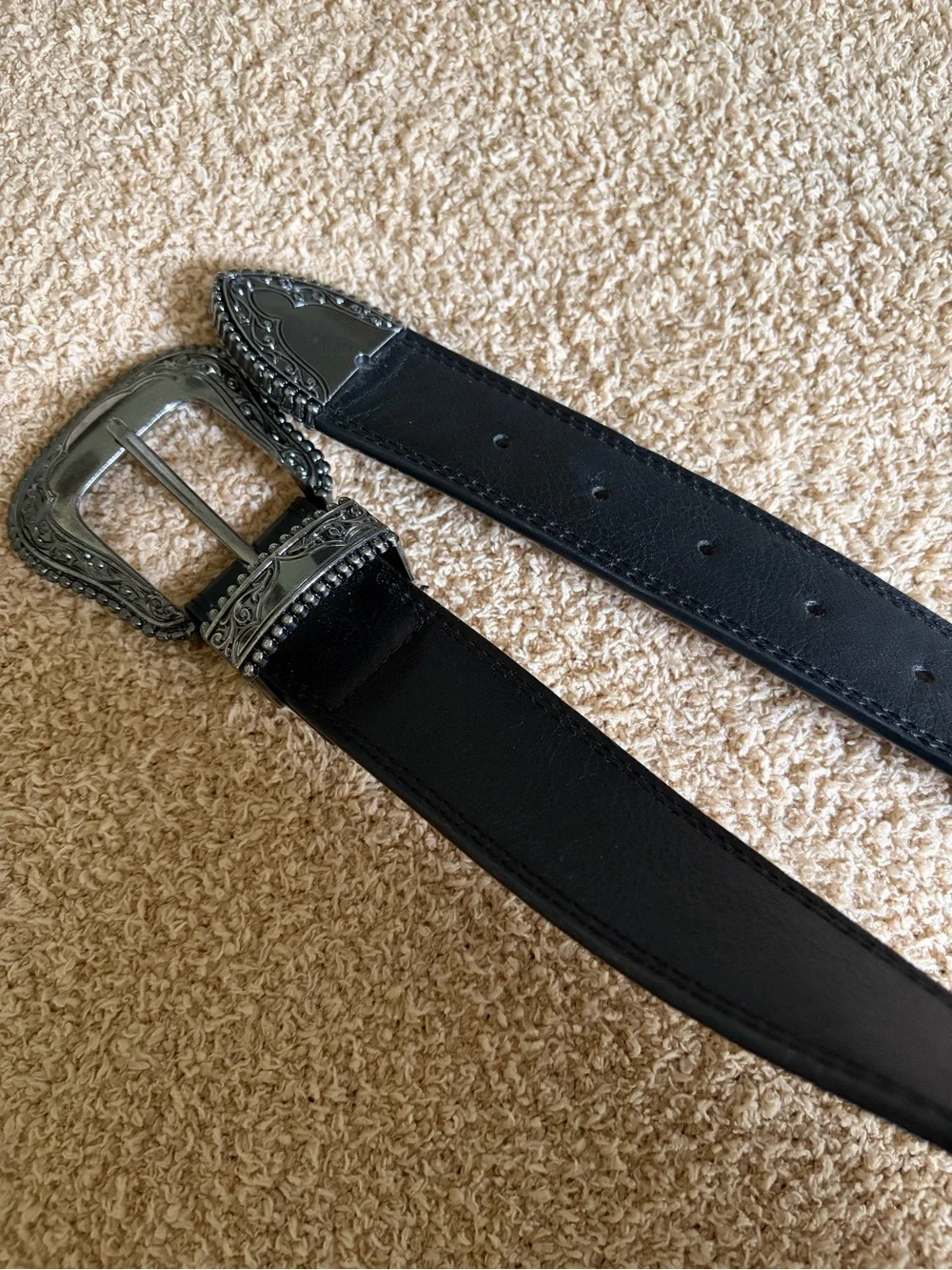 Women’s Western Style Black Belt Silver Buckle